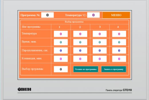 Интерфейс панели оператора